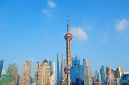 SHANGHAI, CHINA - JUNE 2: Urban architectures with city skyline on June 2, 2012 in Shanghai, China. Shanghai is the largest city by population in the world with 23 million as in 2010.のeditorial素材
