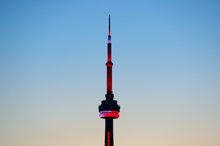 TORONTO, CANADA - JULY 2: CN Tower closeup on July 2, 2012 in Toronto. Buit in 1976 as the unique landmark of Toronto, it was world's tallest tower for 34 yearsのeditorial素材