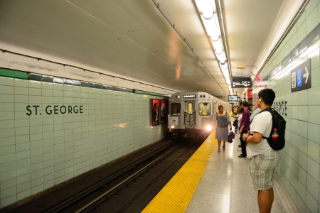 TORONTO, CANADA - JULY 3: Subway with passengers on July 3 in Toronto, Canada. 2012. Operated by...