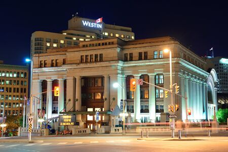 Ottawa, CANADA - SEP 8: Ottawa city street view at night on September 8, 2012 in Ottawa, Canada. With population of 883,391 as in 2011 and as the capital of Canada, it is the fourth largest city in the country.のeditorial素材