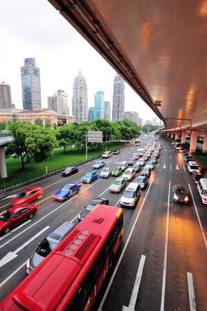 SHANGHAI, CHINA - MAY 30: Traffic jam during rush hours with busy commuters on May 30, 2012 in...