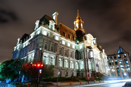 MONTREAL, CANADA - SEP 8: City Hall closeup on September 8, 2012 in Montreal, Canada. It is the largest city in Quebec, the second-largest in Canada and the 15th-largest in North America.のeditorial素材
