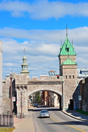 Porte Dauphine gate closeup in Quebec Cityの写真素材