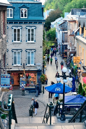 QUEBEC CITY, CANADA - SEP 10: Old street in the day on September 10, 2012 in Quebec City, Canada. As the capital of the Canadian province of Quebec, it is one of the oldest cities in North America.のeditorial素材