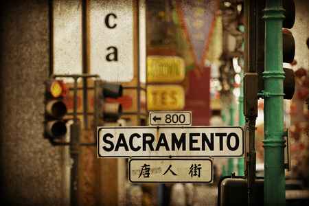 San Francisco, CA - MAY 11: Chinatown Street view on May 11, 2014 in San Francisco. It is the most densely settled large city in California and the second-most in US.のeditorial素材
