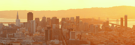 San Francisco downtown architecture viewed from mountain top panorama.の写真素材