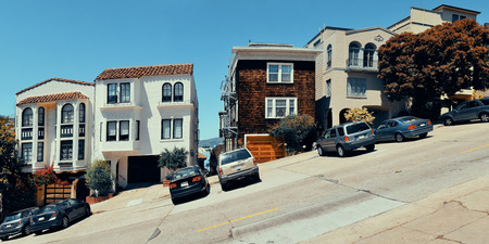 street on hill in San Francisco panorama viewのeditorial素材