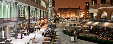 LONDON, UK - SEP 26  Night street view with restaurant on September 26, 2013 in London, UK  London is the worldのeditorial素材