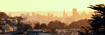 San Francisco downtown architecture viewed from mountain top panorama の写真素材