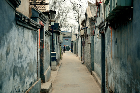 BEIJING, CHINA - APR 4: Old street view with stores on April 4, 2013 in Beijing, China. Beijing is the second largest Chinese city and the nation's political, cultural, educational center.のeditorial素材