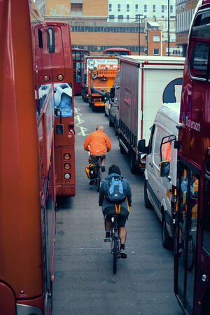 LONDON, UK - SEP 27: London Street view with busy traffic on September 27, 2013 in London, UK. London is the world's most visited city and the capital of UK.のeditorial素材