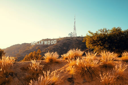 Los Angeles, CA - MAY 18: Hollywood sign on mountain on May 18, 2014 in Los Angeles. Originated as a real estate promotion, it is now the famous landmark of LA and US.のeditorial素材