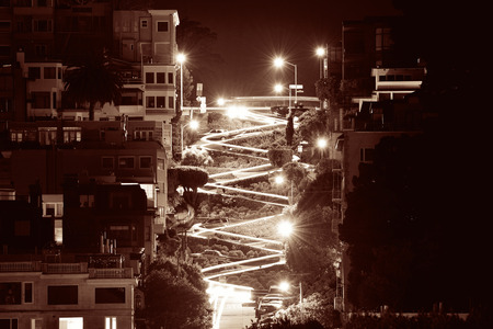 San Francisco Lombard Street at night