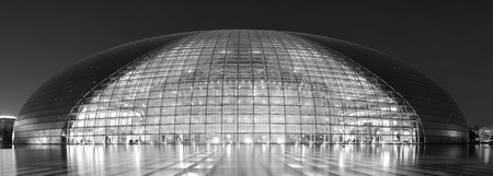 BEIJING, CHINA - APR 3: National Centre for the Performing Arts NCPA at night on April 3, 2013 in Beijing, China. Cost 2.8B CNY, it seats 5,452 people. The first performance was held in December 2007のeditorial素材