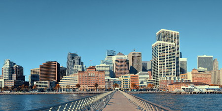 San Francisco city skyline with urban architectures from pier.の写真素材