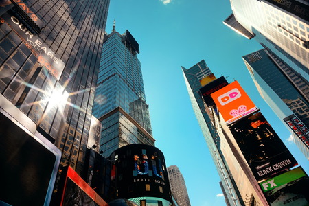 NEW YORK CITY - SEP 5: Times Square street view on September 5, 2014 in Manhattan, New York City. Featured with Broadway Theaters and LED signs, it is a symbol of New York City and the United States,のeditorial素材
