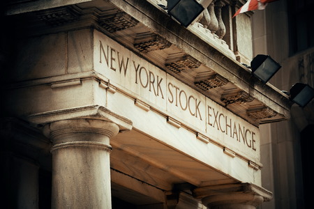NEW YORK CITY - SEP 5: New York Stock Exchange closeup on September 5, 2014 in Manhattan, New York City. It is the world's largest stock exchange by market capitalization of its listed companies.のeditorial素材