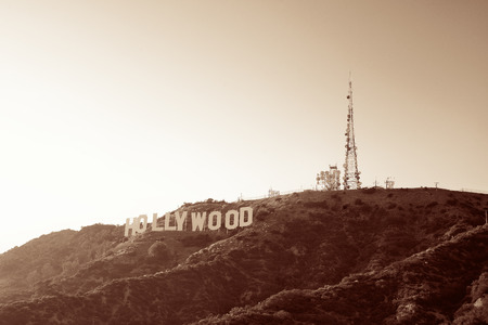 Los Angeles, CA - MAY 18: Hollywood sign on mountain on May 18, 2014 in Los Angeles. Originated as a real estate promotion, it is now the famous landmark of LA and US.のeditorial素材