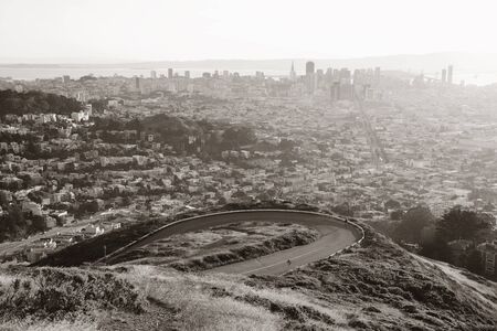 San Francisco downtown architecture viewed from mountain top.