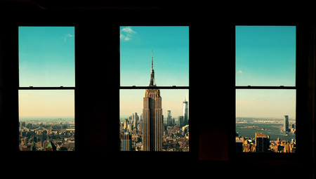 NEW YORK CITY, NY - JUL 11: Empire State Building and skyline on July 11, 2014 in New York City. It is a 102-story landmark and was world's tallest building for more than 40 years.のeditorial素材