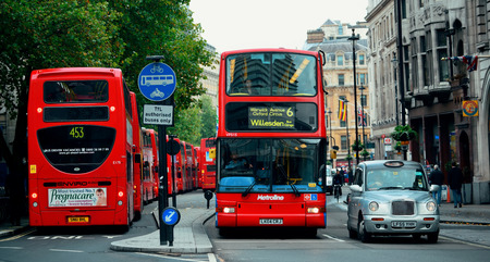 LONDON, UK - SEP 27: Street view on September 27, 2013 in London, UK. London is the world's most visited city and the capital of UK.のeditorial素材