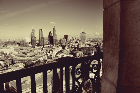Rooftop view from top of St Pauls Cathedral in Londonの写真素材