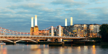 Battersea Power Station panorama over Thames river as the famous London landmark.の写真素材