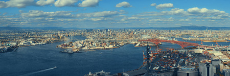OSAKA, JAPAN - MAY 11: Sea port rooftop view on May 11, 2013 in Osaka. With nearly 19 million inhabitants, Osaka is the second largest metropolitan area in Japan after Tokyo.のeditorial素材