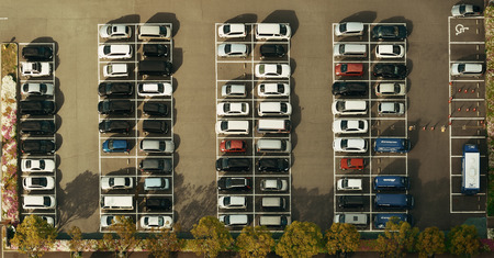 OSAKA, JAPAN - MAY 11: Parking lot aerial view on May 11, 2013 in Osaka. With nearly 19 million...