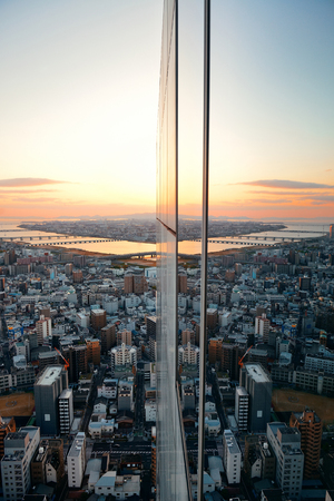 Osaka urban city rooftop view. Japan.の写真素材
