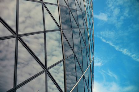 LONDON, UK - SEP 27: Financial district office buildings in street on September 27, 2013 in London, UK. London is the world's greatest foreign exchange market with major trade conducted in the district.のeditorial素材