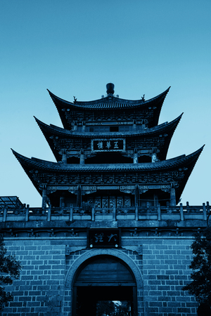 Wuhua House as the landmark of Dali Town, Yunnan, China.の写真素材