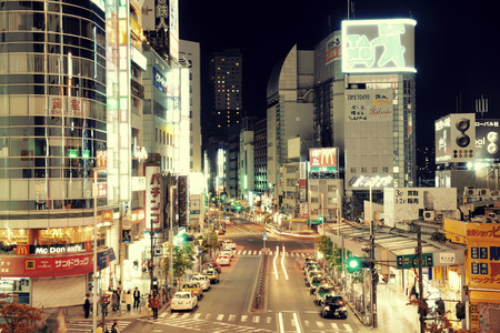 TOKYO, JAPAN - MAY 13: Street view at night on May 13, 2013 in Tokyo. Tokyo is the capital of Japan and the most populous metropolitan area in the worldのeditorial素材
