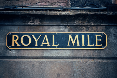 Royal Mile road sign in Edinburgh.のeditorial素材