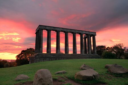 National Monument at Calton Hill in Edinburgh, UK.の写真素材
