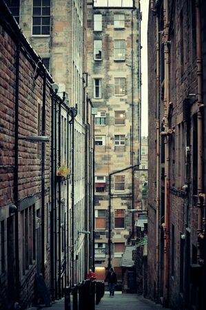 EDINBURGH, UK - OCT 8: City street view on October 8, 2013 in Edinburgh. As the capital city of Scotland, it is the largest financial centre after London in the UK.のeditorial素材