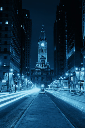 PHILADELPHIA, PENNSYLVANIA - MAR 26: City street view with urban buildings on March 26, 2015 in Philadelphia. It is the largest city in Pennsylvania and the fifth in the United States.のeditorial素材