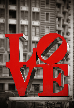 PHILADELPHIA, PENNSYLVANIA - MAR 26: Love Park in city center with buildings on March 26, 2015 in Philadelphia. It is the largest city in Pennsylvania and the fifth in the United States.のeditorial素材