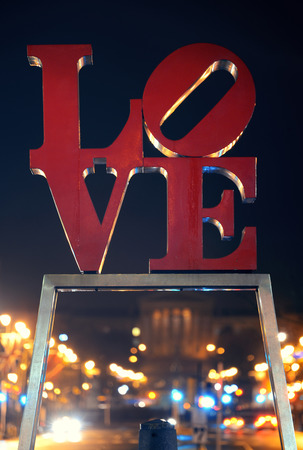 PHILADELPHIA, PENNSYLVANIA - MAR 26: Love Park in city center with buildings on March 26, 2015 in Philadelphia. It is the largest city in Pennsylvania and the fifth in the United States.のeditorial素材