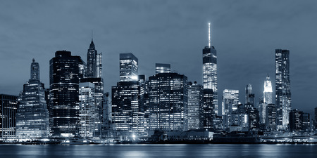 Manhattan Downtown architecture night viewの写真素材