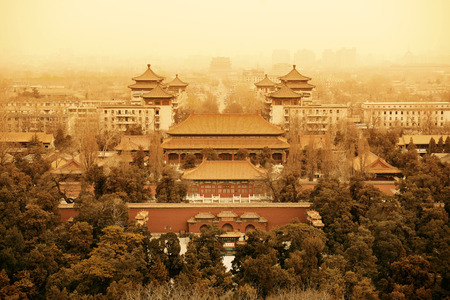 Aerial view of Beijing with historical architecture, China.のeditorial素材