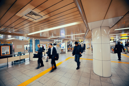 OSAKA, JAPAN - MAY 11: Subway station interior on May 11, 2013 in Osaka. With nearly 19 million inhabitants, Osaka is the second largest metropolitan area in Japan after Tokyo.のeditorial素材