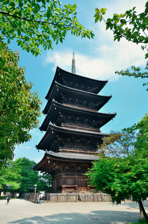 Toji Temple with historical building and garden in Kyoto, Japan.のeditorial素材