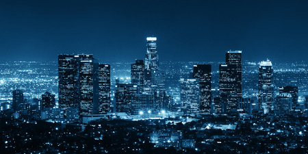 Los Angeles downtown buildings at night