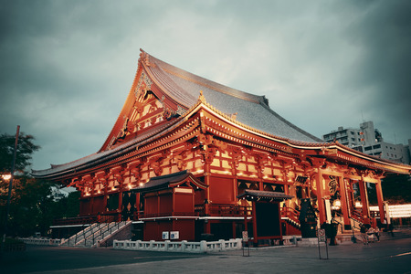 Sensoji Temple in Tokyo Japan at night.のeditorial素材