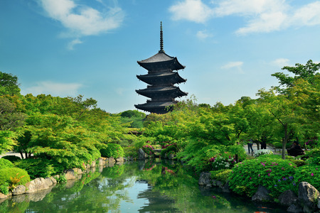 Toji Temple with historical building and garden in Kyoto, Japan.のeditorial素材