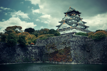 Osaka Castle as the famous historical landmark of the city. Japan.のeditorial素材