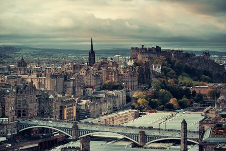 Edinburgh city skyline viewed from Calton Hill. United Kingdom.の写真素材