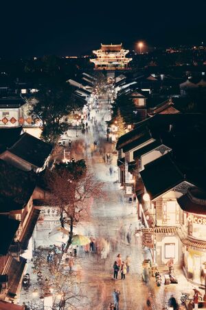 DALI, CHINA - DEC 5: Street view at night on December 5, 2014 in Dali, China. Dali is the ancient capital of Nanzhao in 8-9th centuries and Kingdom of Dali and major travel attractions in China.のeditorial素材