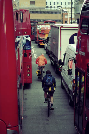 LONDON, UK - SEP 27: London Street view with busy traffic on September 27, 2013 in London, UK. London is the world's most visited city and the capital of UK.のeditorial素材